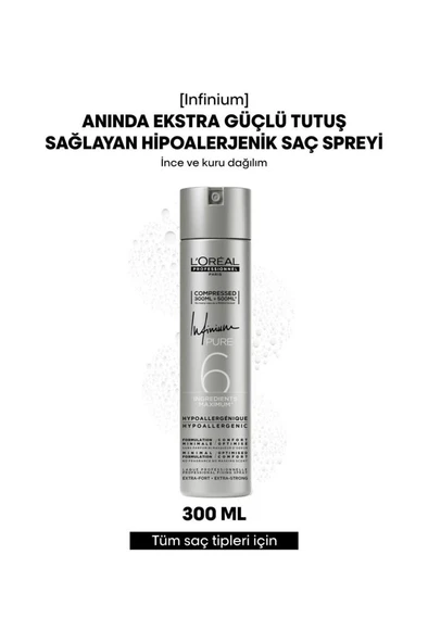 Loreal Professionnel Infinium Ekstra Güçlü Tutuşlu Saç Sprey 300 ml ürün görseli 1