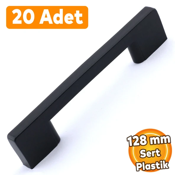 (SERT PLASTİK) 20 Adet Köprü 128 Mm Siyah Mobilya Mutfak Çekmece Dolabı Dolap Kulbu Kulpu Kulpları ürün görseli 1