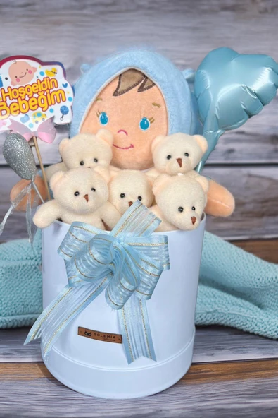 Özel Kutuda Uyku Arkadaşı Bebeto Peluş Bebeği ile Yeni Doğan Hediye Seti- Babyshower, Yenidoğan Hediyesi ürün görseli 1