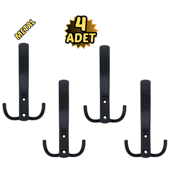 Noktalı Portmanto Vestiyer Askısı Metal Mat Siyah 4’lü ürün görseli 1