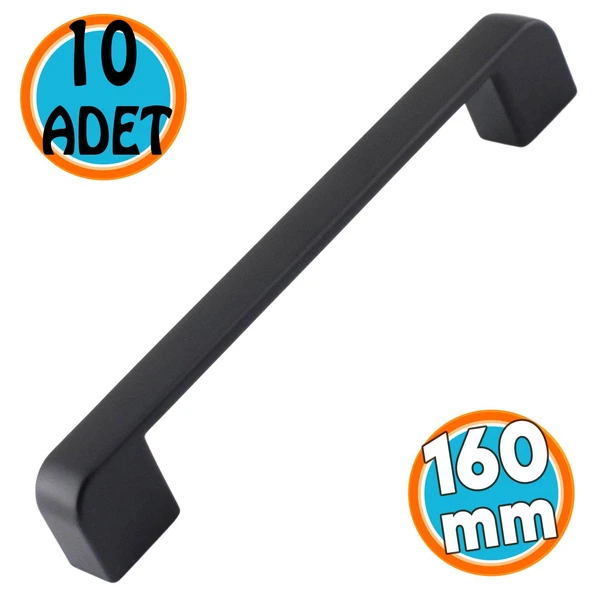 Mobilya Mutfak Dolap Çekmece Dolabı Metal Kulpu Kulbu Kulpları 160 Mm 10 Adet Oval Siyah ürün görseli 1