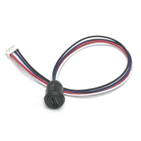 Type C Panel Montaj Dişi Soket 4 Pin 15cm Kablolu Siyah  Uzatma USB 3.1 Konnektör Araba Kamera Oyuncak Telefon Şarj Mp3 Tablet ürün görseli 1