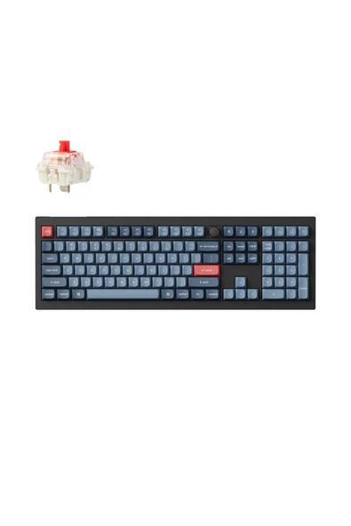 Keychron V6 Max RGB Full Size Mekanik Red Switch 2.4 GHz Kablosuz İngilizce Siyah Klavye ürün görseli 1