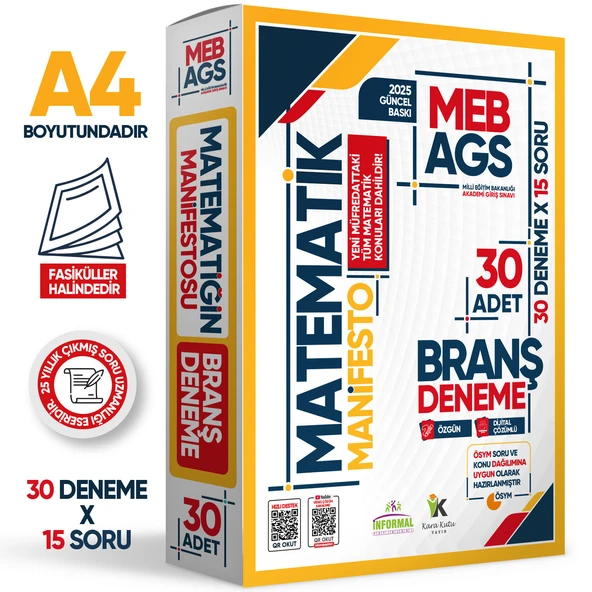 2025 MEB AGS Sayısal Yetenek MATEMATİK Manifesto Branş Denemesi 30lu Fasikül SETİ Dijital Çözümlü ürün görseli 1