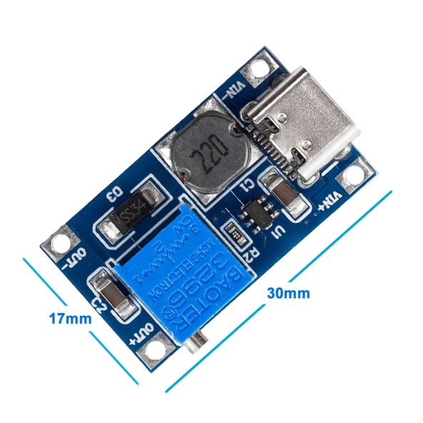 MT3608 Type C Usb 28V 2A DC Boost Modül  Ayarlanabilir Voltaj Yükseltici Güç Kaynağı Step Up Dc Çevirici ürün görseli 1