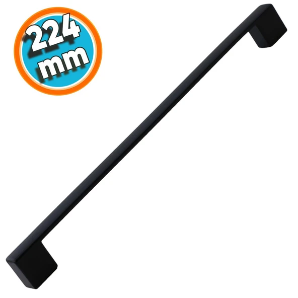 Mobilya Mutfak Banyo Dolabı Çekmece Dolap Kapak Kulpu Kulbu Mat Siyah 224 mm Metal Kulp 10 Adet ürün görseli 1