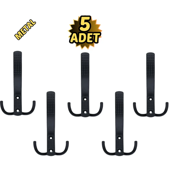 Noktalı Portmanto Vestiyer Askısı Metal Mat Siyah 5’li ürün görseli 1