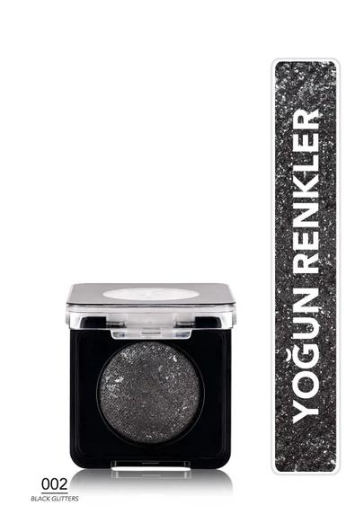 Flormar Yoğun Işıltılı Göz Farı - Baked Eyeshadow -002 Black Glitters- 8682536052368 ürün görseli 1