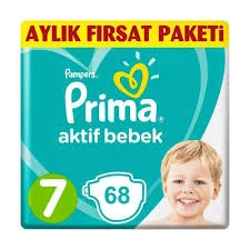 PRİMA AKTİF BEBEK NO:7 EKONOMİK PAKET E.LARGE +15 KG 68 ADET ürün görseli 1