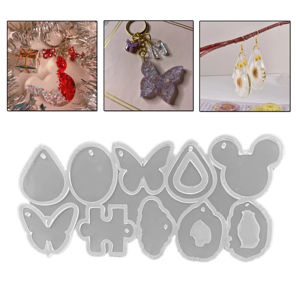 Epoksi Kalıbı Çoklu Figürler Damla Kelebek Mickey Mouse Kolye Ve Anahtarlık Kalıbı 10 Lu ürün görseli 1