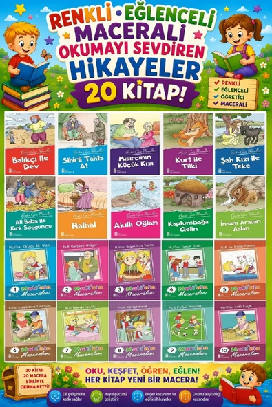 1.Sınıf Renkli Eğlenceli Maceralı Okumayı Sevdiren Hikayeler 2 (20 Kitap) ürün görseli 1