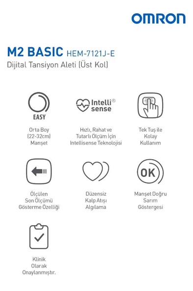 Omron M2 Basic HEM-7121J-E Intellisense Koldan Dijital Tansiyon Aleti - Resim 3