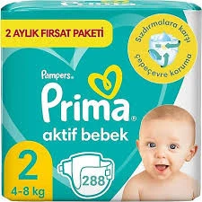 PRİMA AKTİF BEBEK NO:2 EKONOMİK PAKET 4/8 KG 288 ADET ürün görseli 1