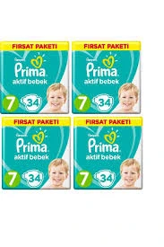 PRİMA AKTİF BEBEK NO:7 EKONOMİK PAKET E.LARGE +15 KG 136 ADET ürün görseli 1