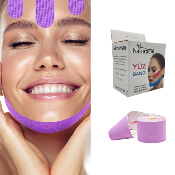 Beauty Tape Yüz Yogası İçin Kinesio Tape Face Tape Yüz Germe Bandı Mor Renk ürün görseli 1