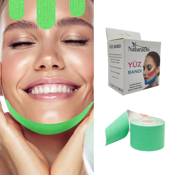 Beauty Tape Yüz Yogası İçin Face Tape Yüz Germe Bandı Yeşil Renk ürün görseli 1