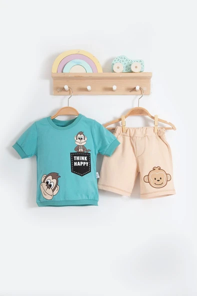 SümY Maymun Desenli 2li Erkek Bebek Takım ürün görseli 1