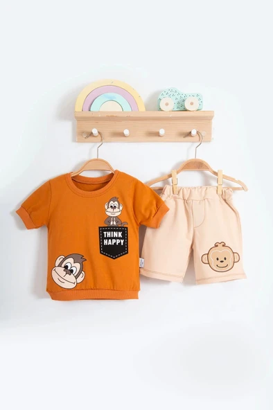 SümY Maymun Desenli 2li Erkek Bebek Takım ürün görseli 1