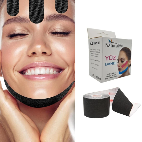 Beauty Tape Yüz Yogası İçin Face Tape Yüz Germe Bandı Siyah Renk ürün görseli 1
