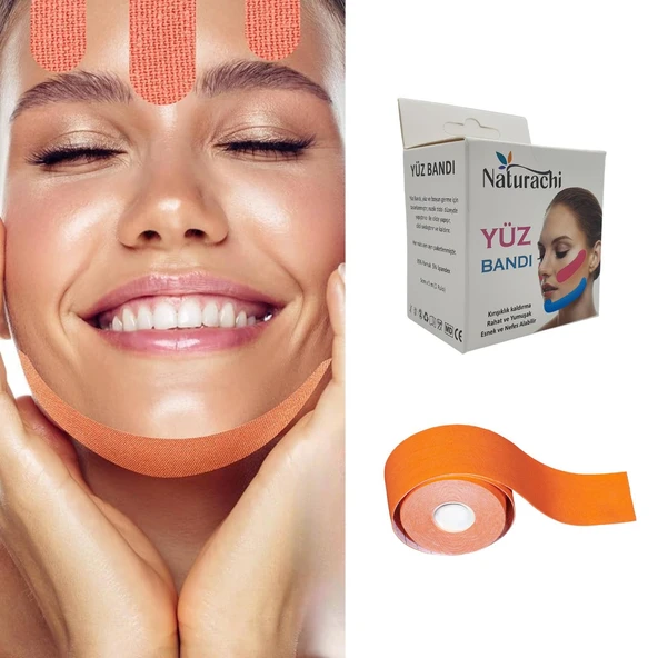 Beauty Tape Yüz Yogası İçin Face Tape Yüz Germe Bandı Turuncu Renk ürün görseli 1