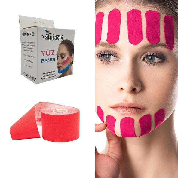 Beauty Tape Yüz Yogası İçin Face Tape Yüz Germe Bandı Kırmızı Renk ürün görseli 1