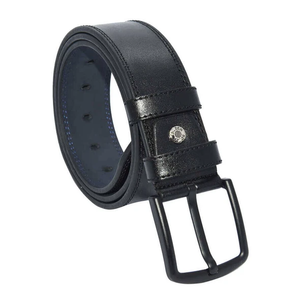 Siyah Suni Deri Çift Dikişli Model 4.5 cm.lik Unisex Spor Kemer ürün görseli 1