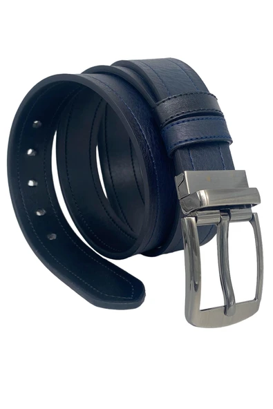 Lacivert / Siyah Çift Taraflı Suni Deri 4 cm.lik Unisex Spor Kemer ürün görseli 1