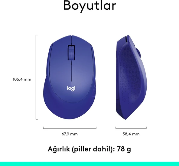 Logitech M330 Silent Plus 910-004910 Mavi Sessiz Optik Kablosuz Mouse ürün görseli 1