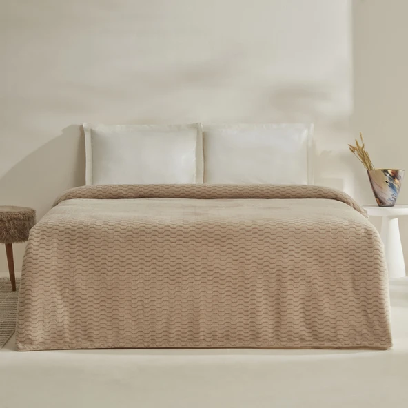 Karaca Home Raunda Çift Kişilik Wellsoft Battaniye Ekru ürün görseli 1