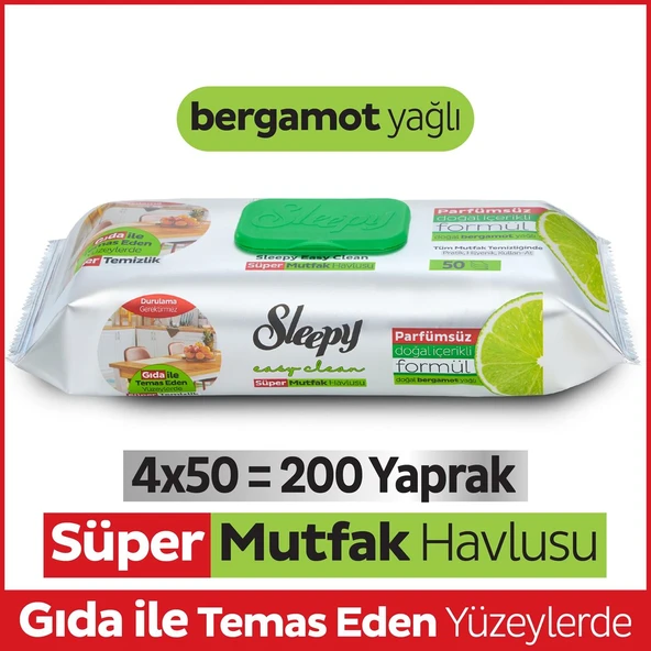 Easy Clean Süper Yüzey Temizlik Mutfak Havlusu&Mendili Bergamot Yağlı 4X50 (200 Yaprak) ürün görseli 1