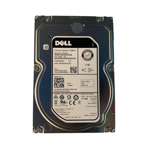 DELL EnterPrise 4TB 7.2K 12G NL SAS 3.5" Server Sunucu Harddisk ST4000NM0025 1V4207-150 0YXG4K ürün görseli 1