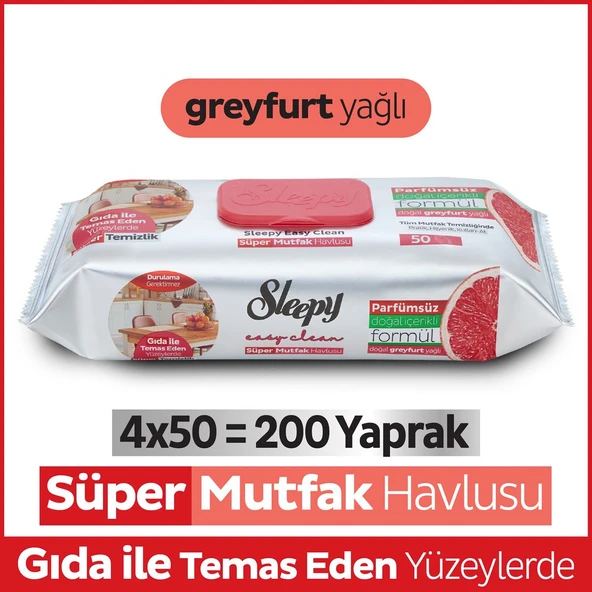 Easy Clean Süper Yüzey Temizlik Mutfak Havlusu&Mendili Greyfurt Yağlı 4X50 (200 Yaprak) ürün görseli 1