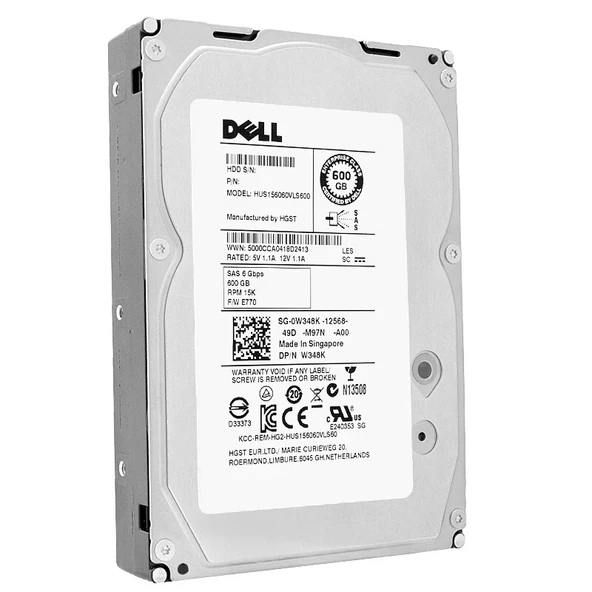 DELL EnterPrise 600GB 15K 6G SAS 3.5" Server Sunucu Harddisk HUS156060VLS600 0B33078 W348K ürün görseli 1