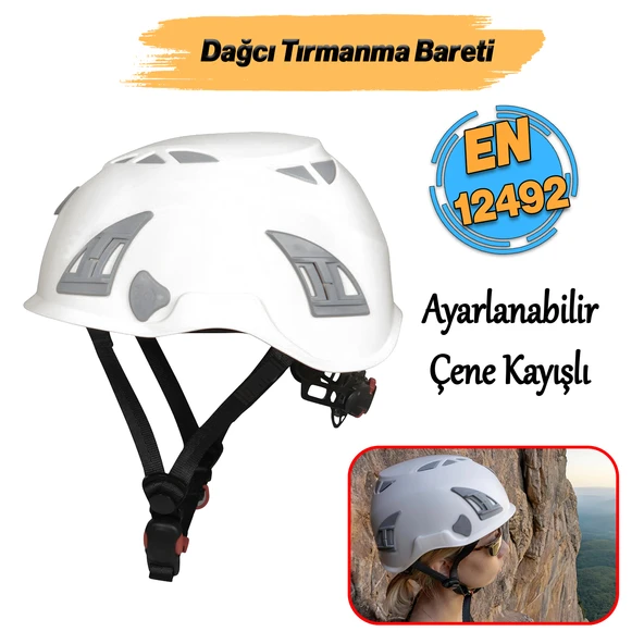Dağcı Tırmanma Bareti Baş Koruyucu Kask Şapka CE En12492 Standartlarına Uygun 51-62 cm Ayarlanabilir ürün görseli 1
