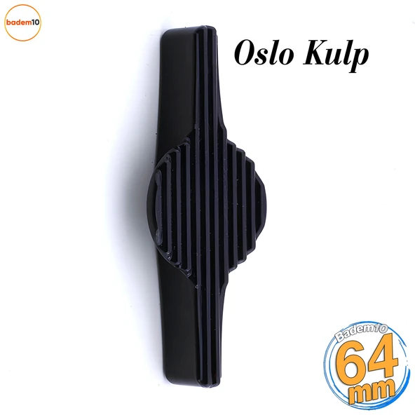 Oslo Siyah Kulp Düğme 64 mm Çekmece Mutfak Salon Odası Mobilya Dolabı Dolap Kulpu Kulbu Plastik Kulp ürün görseli 1