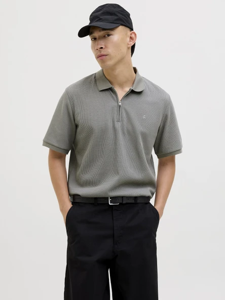 JACK JONES Erkek Fermuar Detaylı Polo Yaka Tişört 12279177 ürün görseli 1