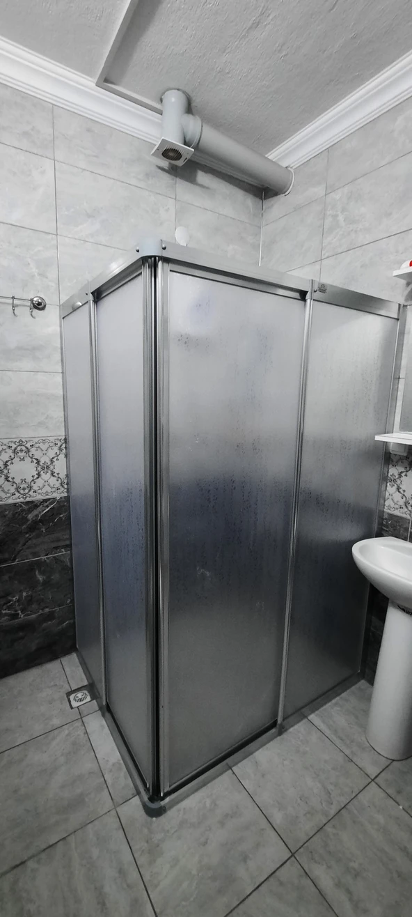 Girayduş 80x100 köşe girişli parlak profil mika duşakabin ürün görseli 1
