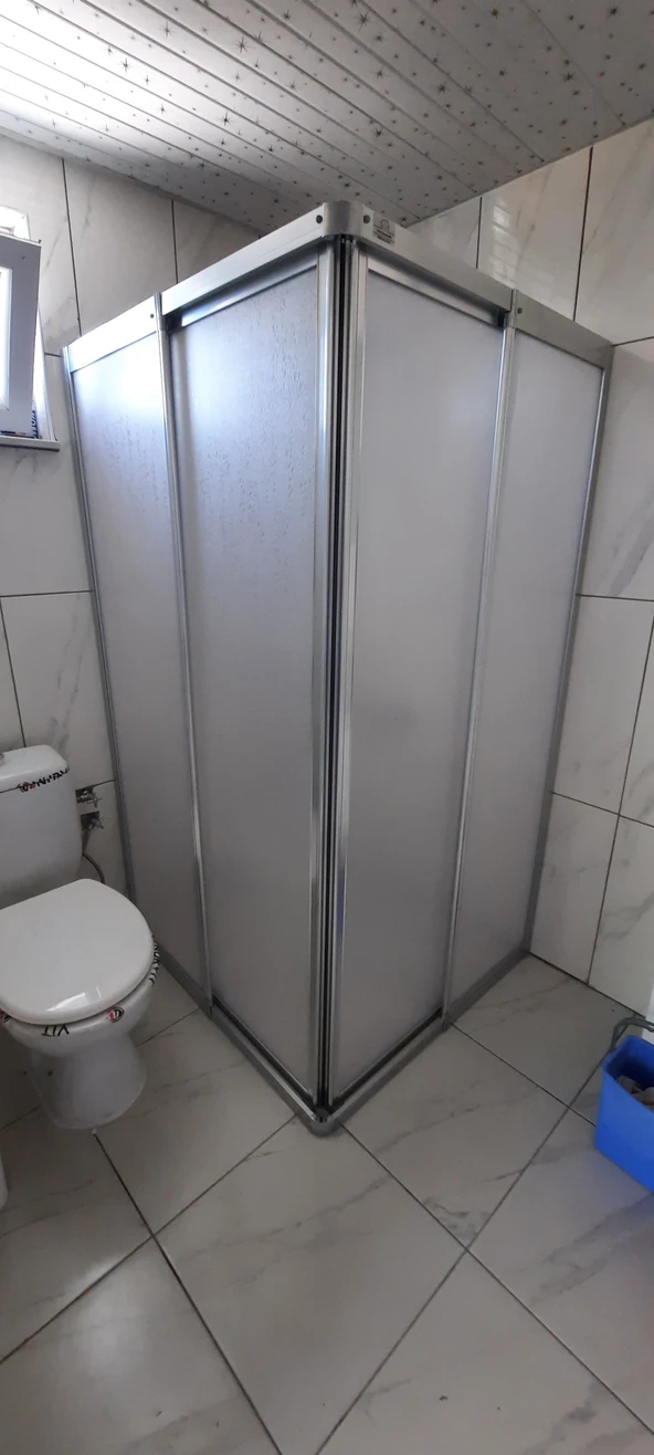 Girayduş 80x90 köşe girişli parlak profil mika duşakabin ürün görseli 1