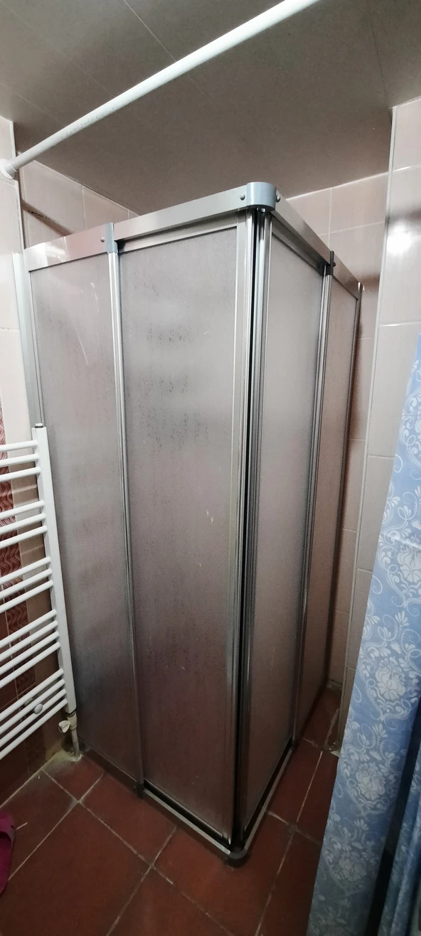 Girayduş 70x80 köşe girişli parlak profil mika duşa kabin ürün görseli 1