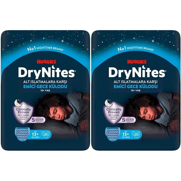 Drynites Emici Gece Külodu/Külot Bez Erkek 13+ Yaş (48-60KG) X Large 40 Adet Mega Pk (2PK*20) ürün görseli 1