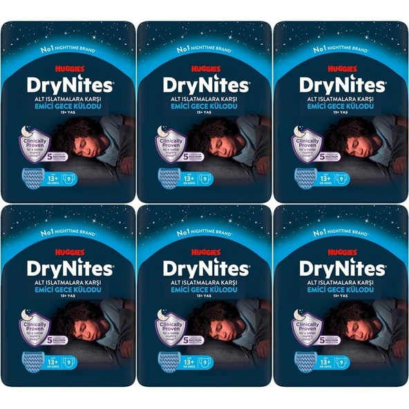 Drynites Emici Gece Külodu/Külot Bez Erkek 13+ Yaş (48-60KG) X Large 54 Adet (6PK*9) ürün görseli 1