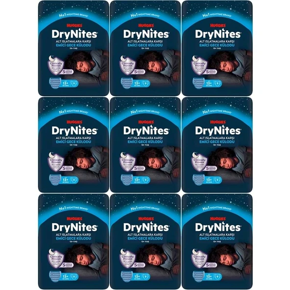 Drynites Emici Gece Külodu/Külot Bez Erkek 13+ Yaş (48-60KG) X Large 81 Adet (9PK*9) ürün görseli 1