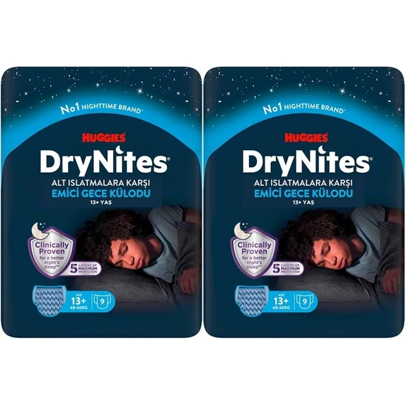 Drynites Emici Gece Külodu/Külot Bez Erkek 13+ Yaş (48-60KG) X Large 18 Adet (2PK*9) ürün görseli 1