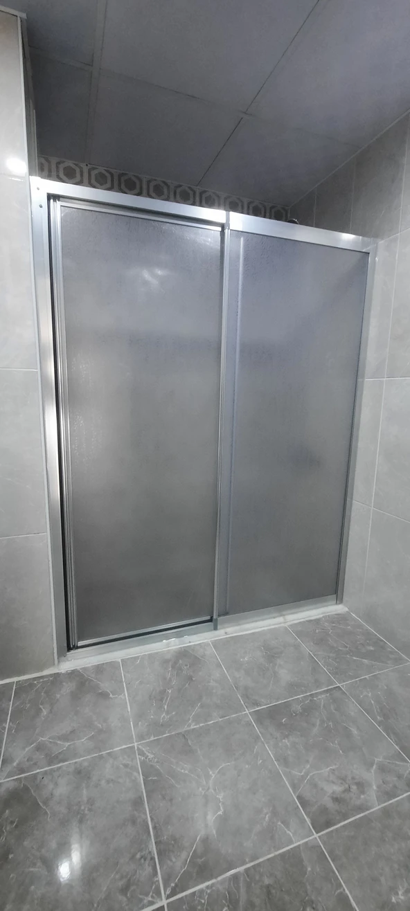 Girayduş 120cm ile 140cm arası parlak profil 1 sabit 1 sürgülü mika duşakabin ürün görseli 1