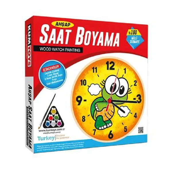 VIP KALİTE MAKET AHŞAP SAAT MAKET SAAT BOYANABİLİR AHŞAP KAPLUMBAĞA SAAT BOYAMA 6 AKRİLİK BOYA SETİ ürün görseli 1