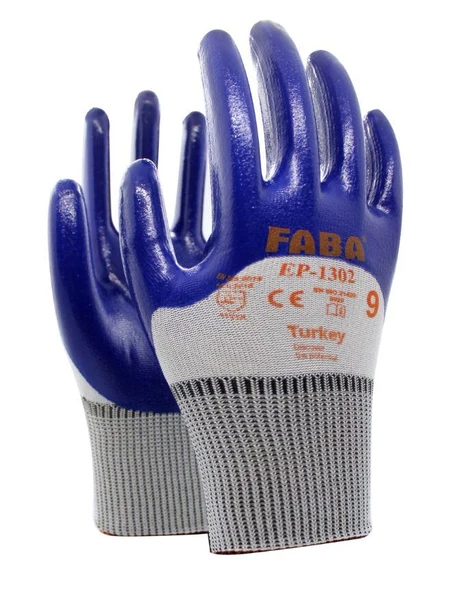 Faba EP-1302 Nitril Polyester Eldiven No 9/L ürün görseli 1