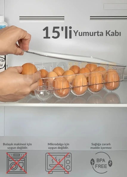 15'li Kapaklı Yumurta Kabı Darbeye Karşı Dayanıklı Yumurtalık Bpa Free Buzdolabı Organizeri Düzenleyici ürün görseli 1