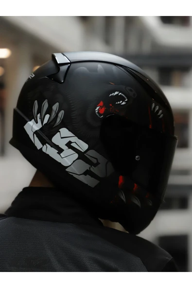 LS2 Rapid 2 Clawn Mat Siyah-gri-kırmızı Kask + Şeffaf Camlı ürün görseli 1