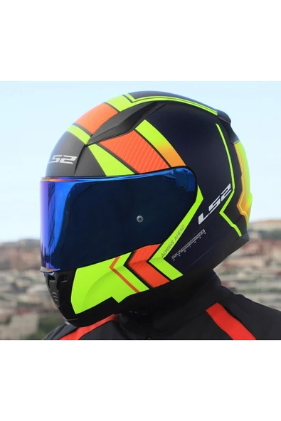 LS2 RAPID 2 EXTRA MAT NEON SARI FULLFACE MOTOSİKLET KASKI MAVİ CAMLI + Şeffaf Camlı ürün görseli 1