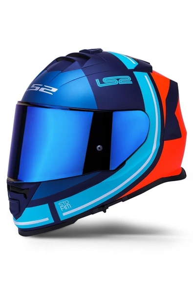 LS2 Storm 2 Slant Mat Mavi Turuncu Kask - Resim 2